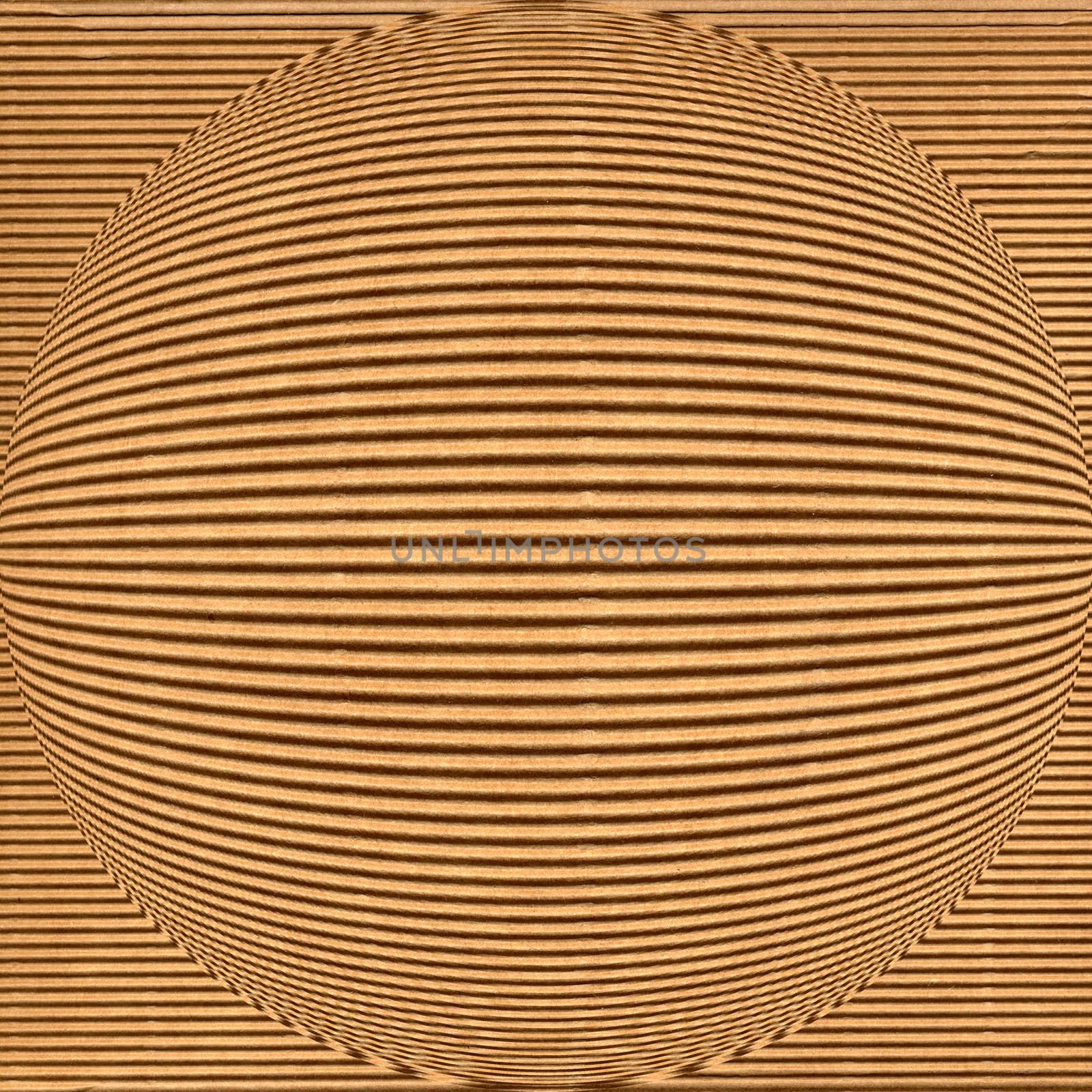 Brown corrugated cardboard sheet background with spherical bump