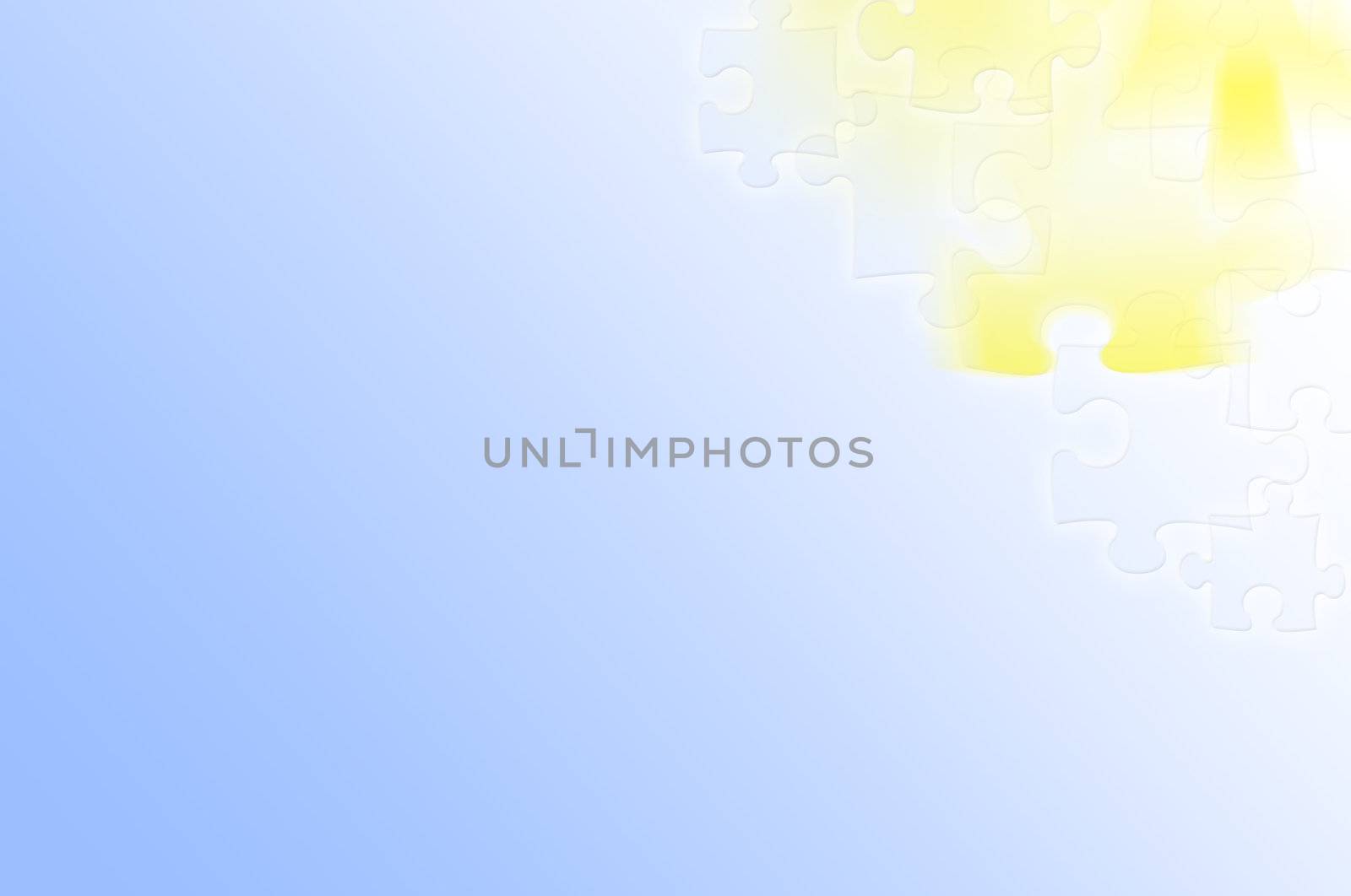 The abstract light blue - yellow puzzle background