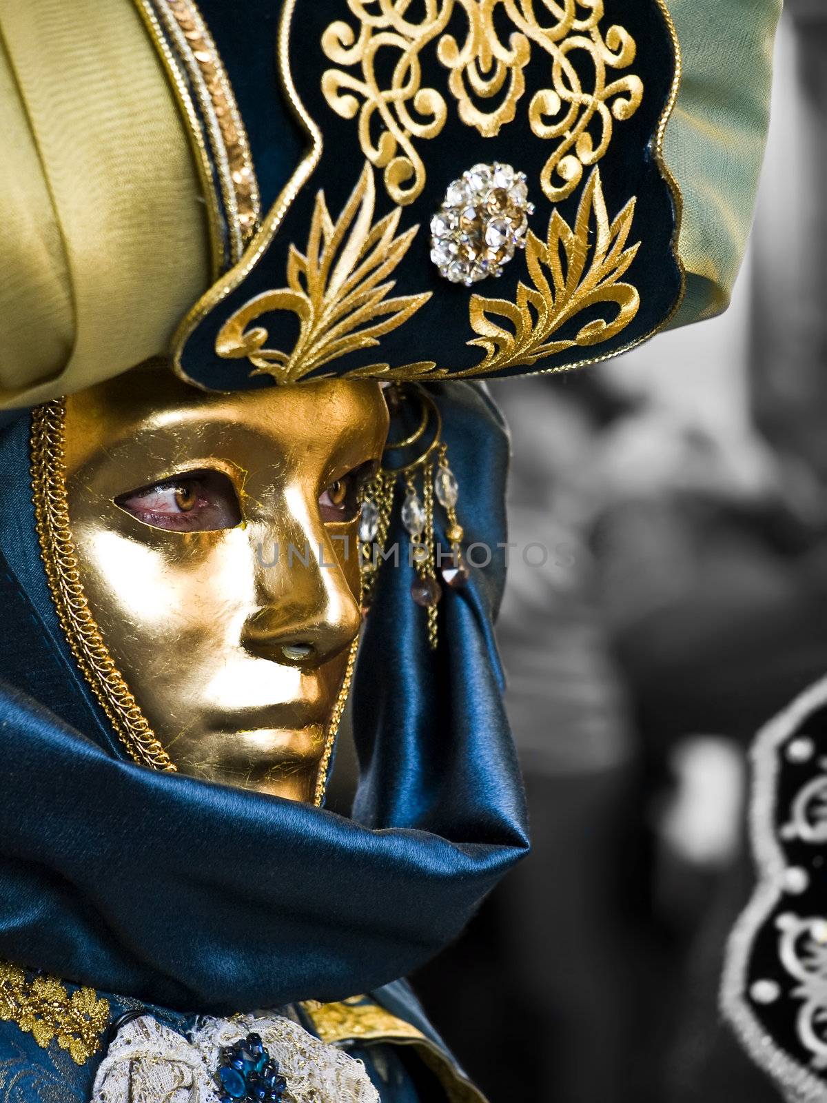 VALLETTA, MALTA - Feb 21st 2009 - Woman wearing beautiful Venetian style masks and costumes at the International Carnival of Malta 2009