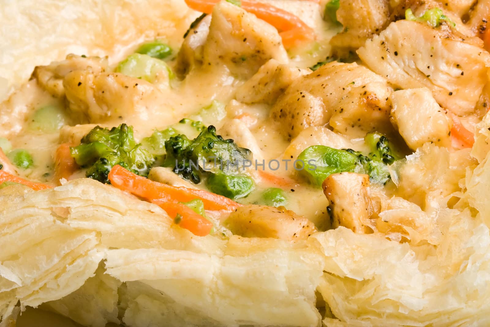 light a fluffy chicken pot pie hot out of the oven