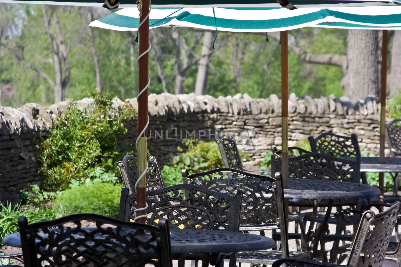 outdoor dining tables ready for a nice outdoor dinner 