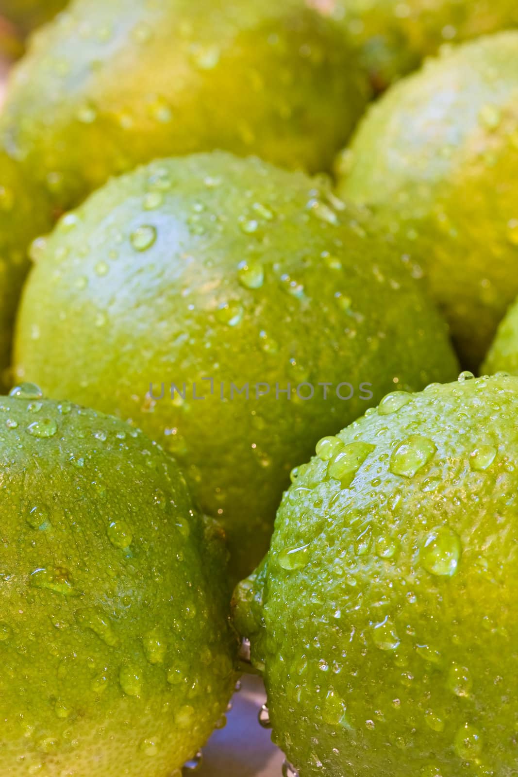 a bunch of limes shot close up