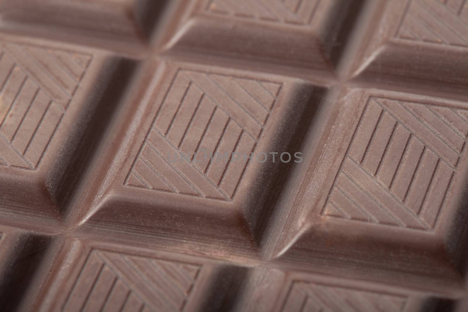 Bar of milk chocolate closeup. Soft, rich, delicate brown color reserved. Sharpness was not increased.