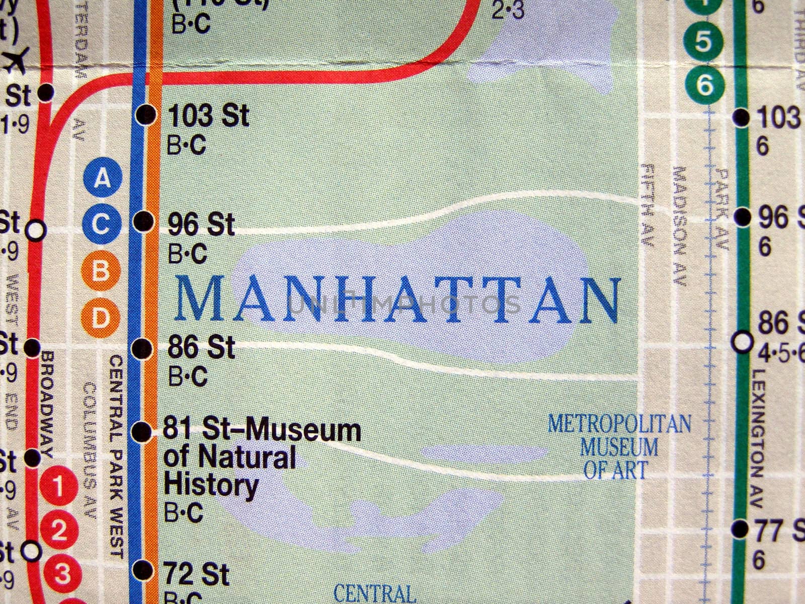 Subway map of the New York underground metro tube network