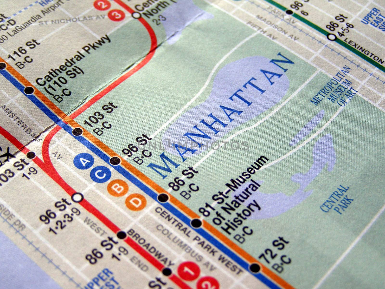 Subway map of the New York underground metro tube network