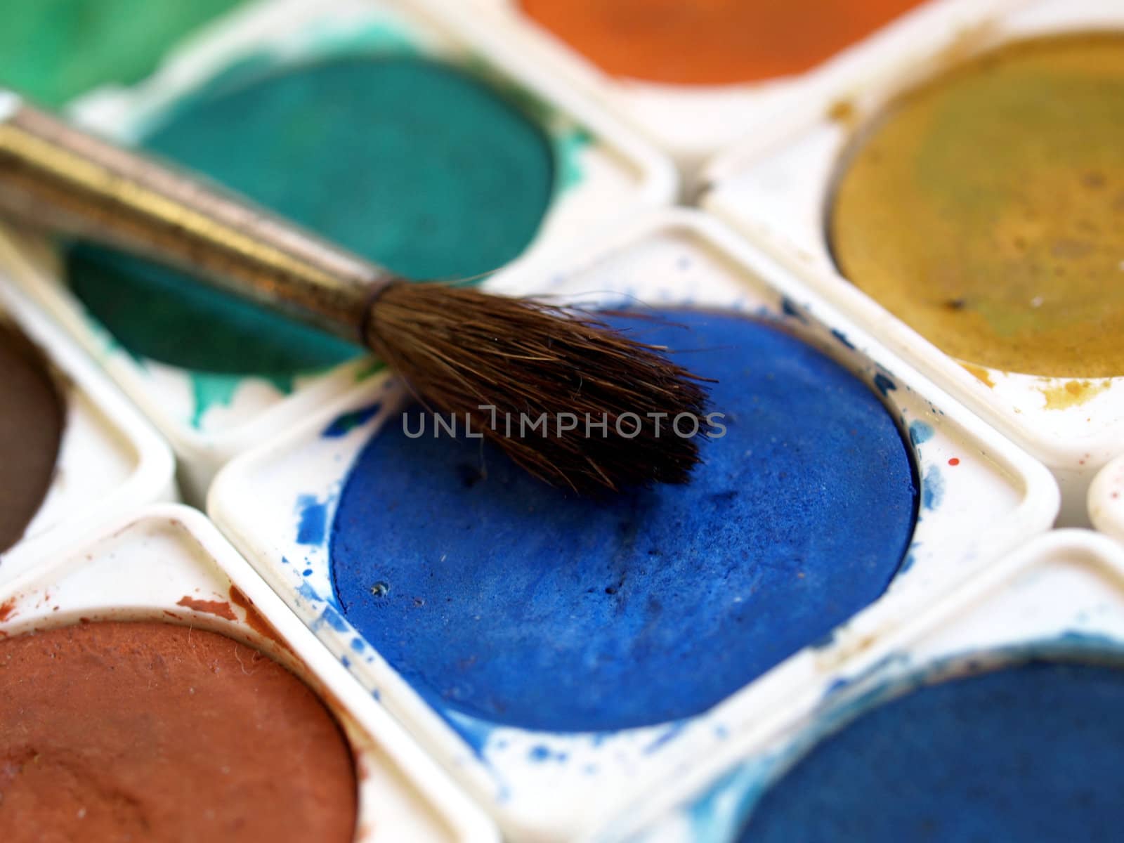Painting tools colour palette and brushes