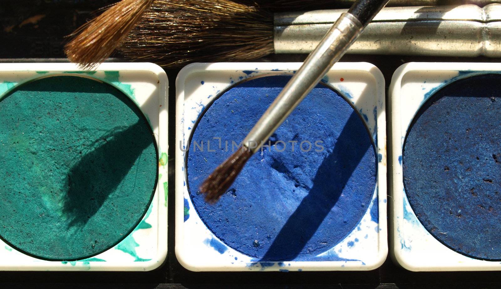 Painting tools colour palette and brushes