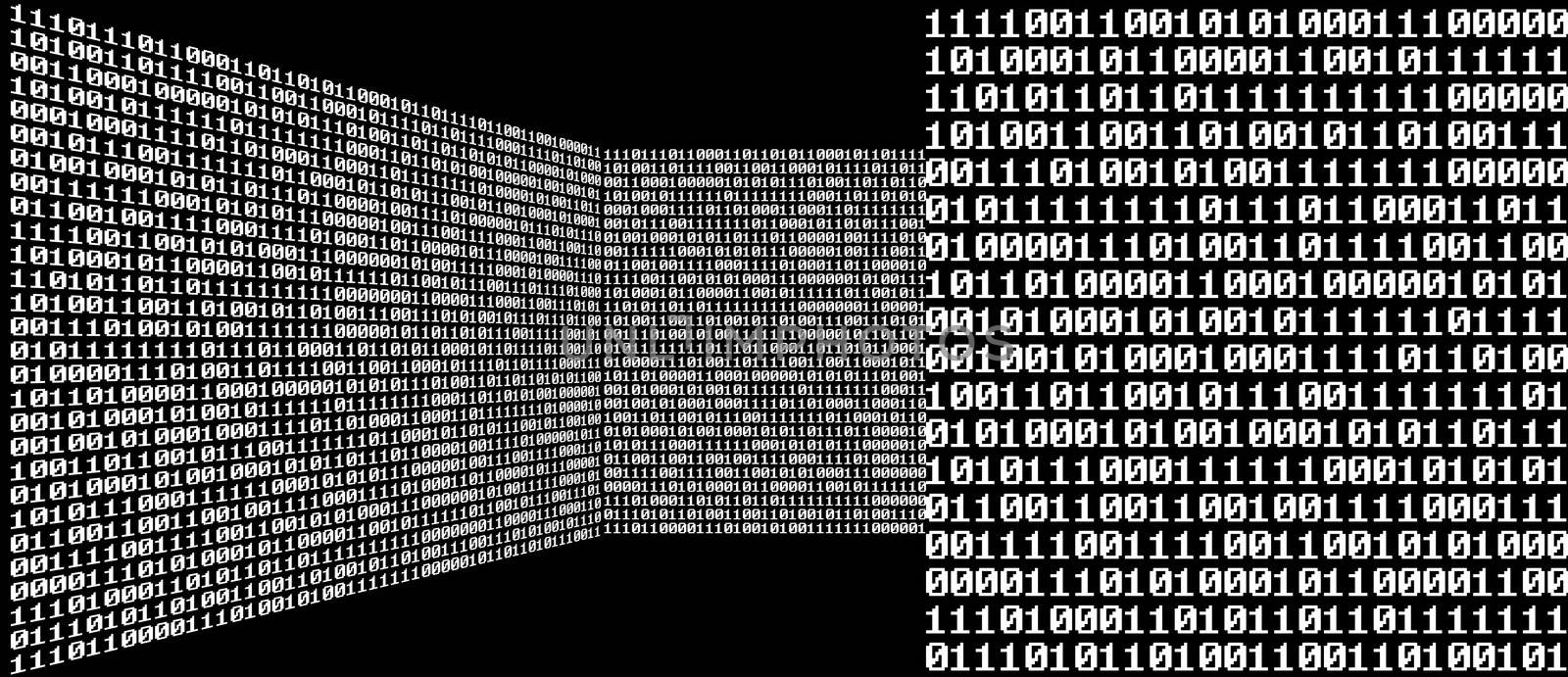 Digital room with binary numbers 0 and 1