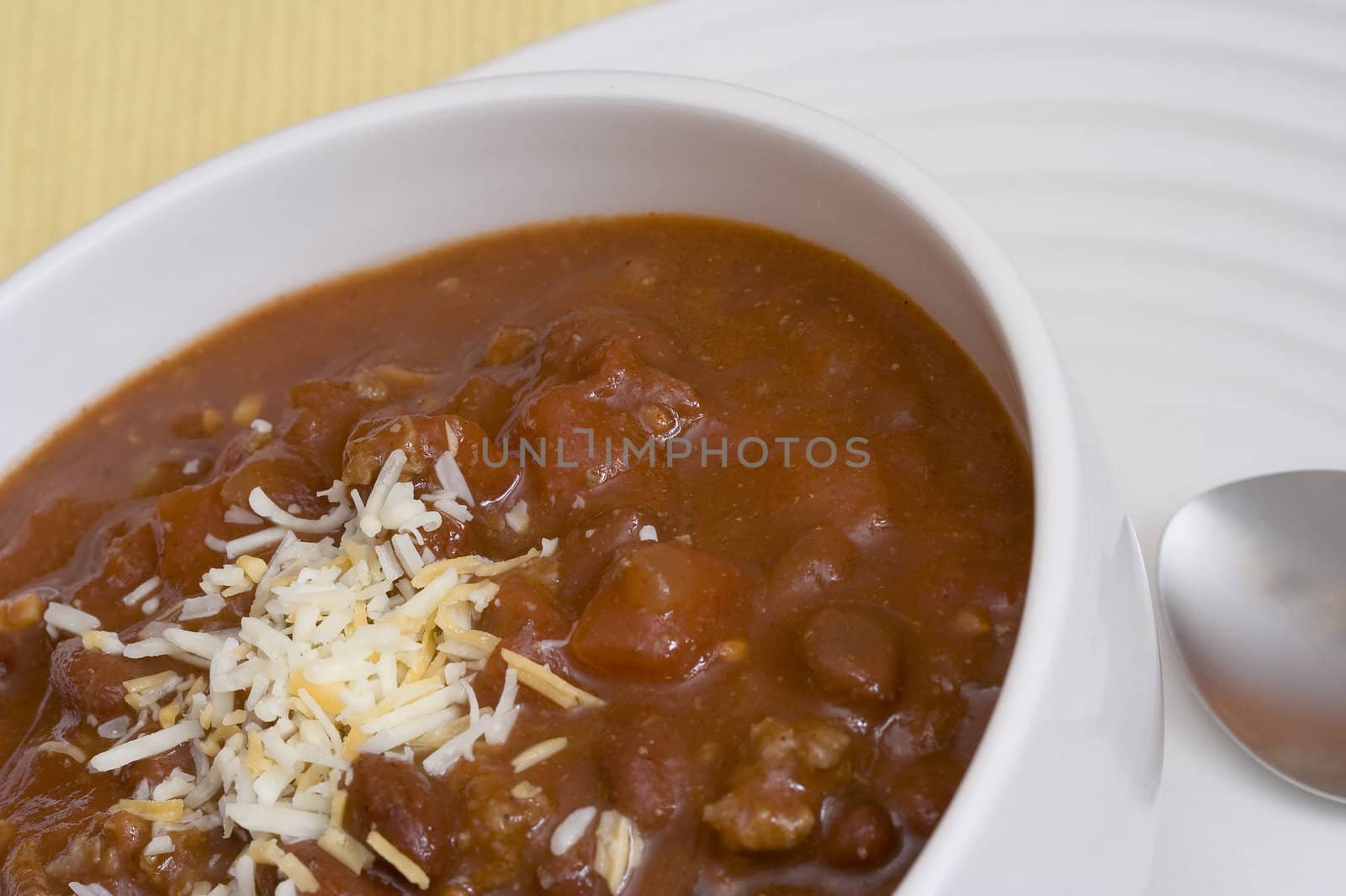 chunky homemade chili kidney beans tomatos and ground beef 