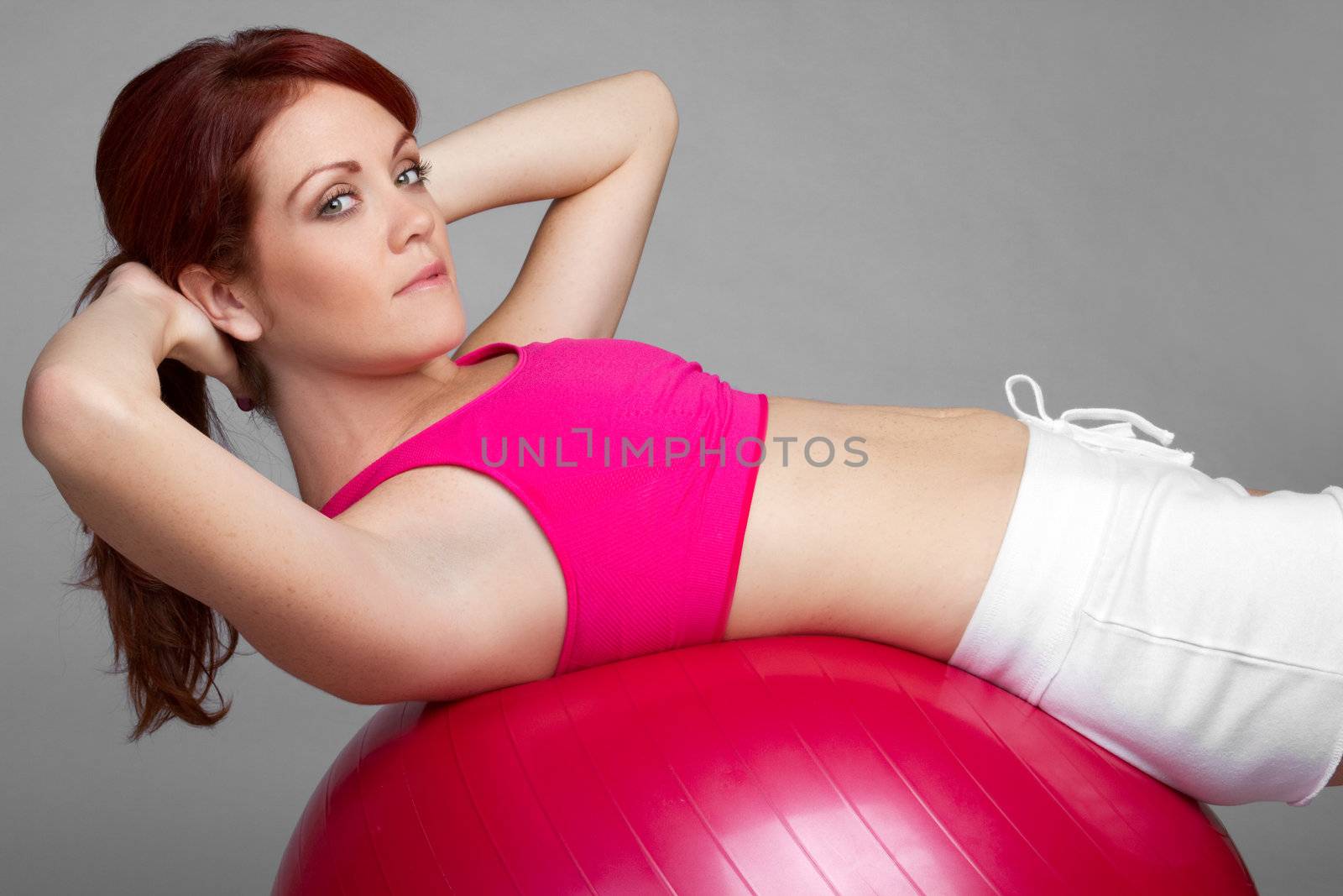 Situps woman using exercise ball