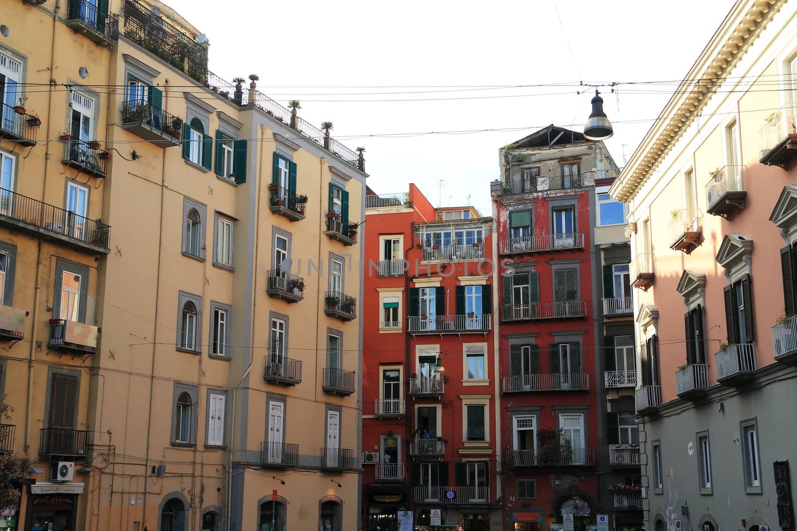 The cramped and busy streets of naples, italy.