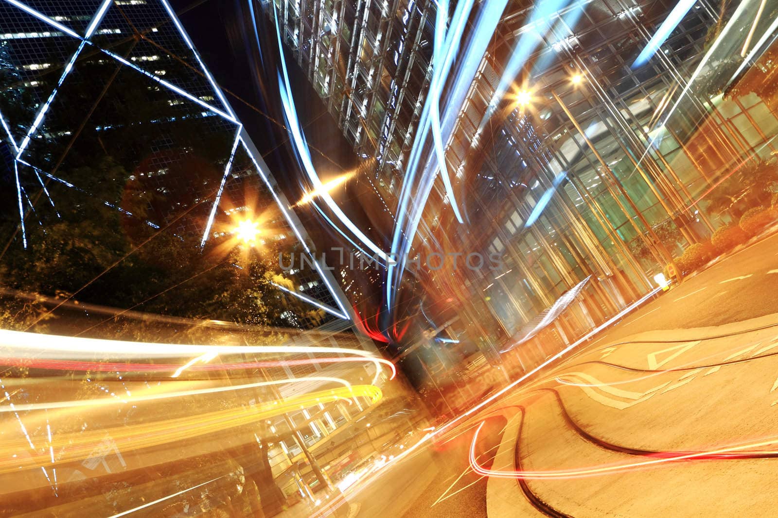 traffic in city at night
