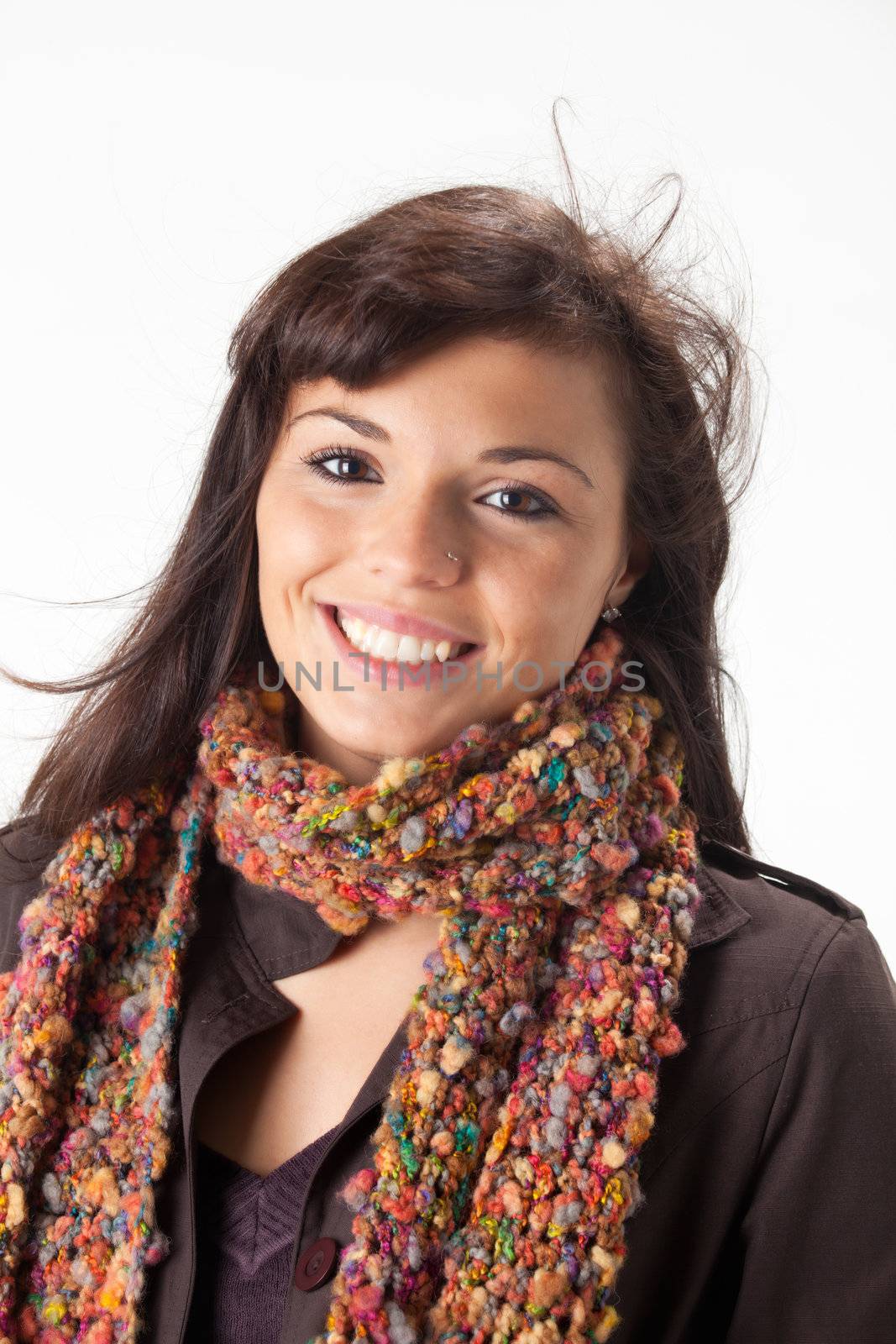 happy woman with a scarf by bernjuer