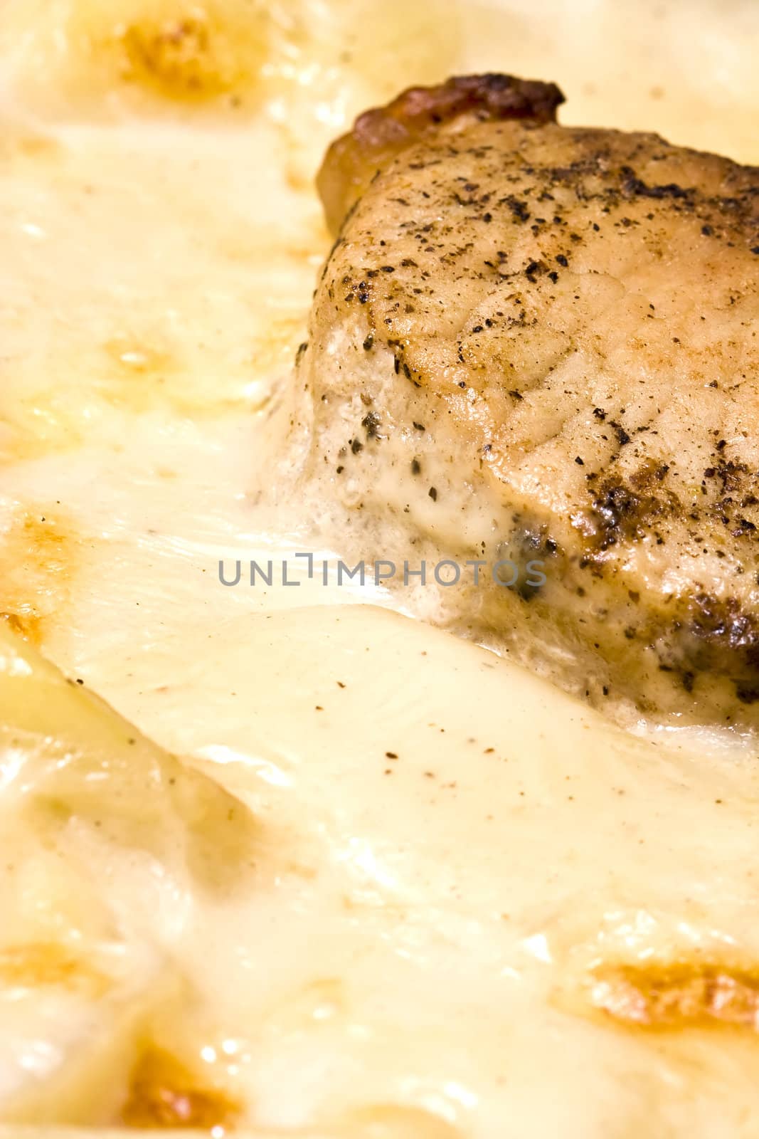 creamy scalloped potatoes and pork chop bake 