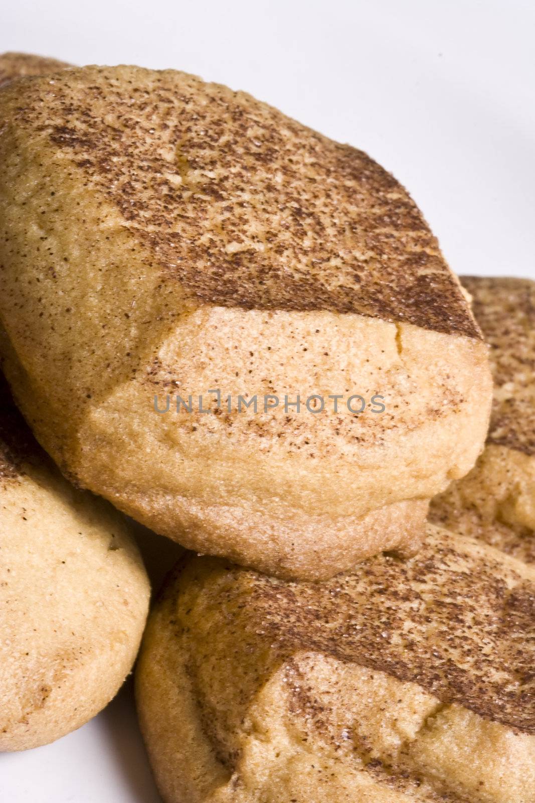 close up of some very delicious snickerdoodle sugar cookies just out of the warm oven.