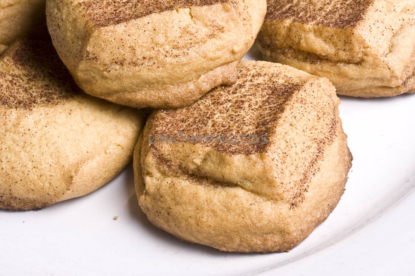 close up of some very delicious snickerdoodle sugar cookies just out of the warm oven.