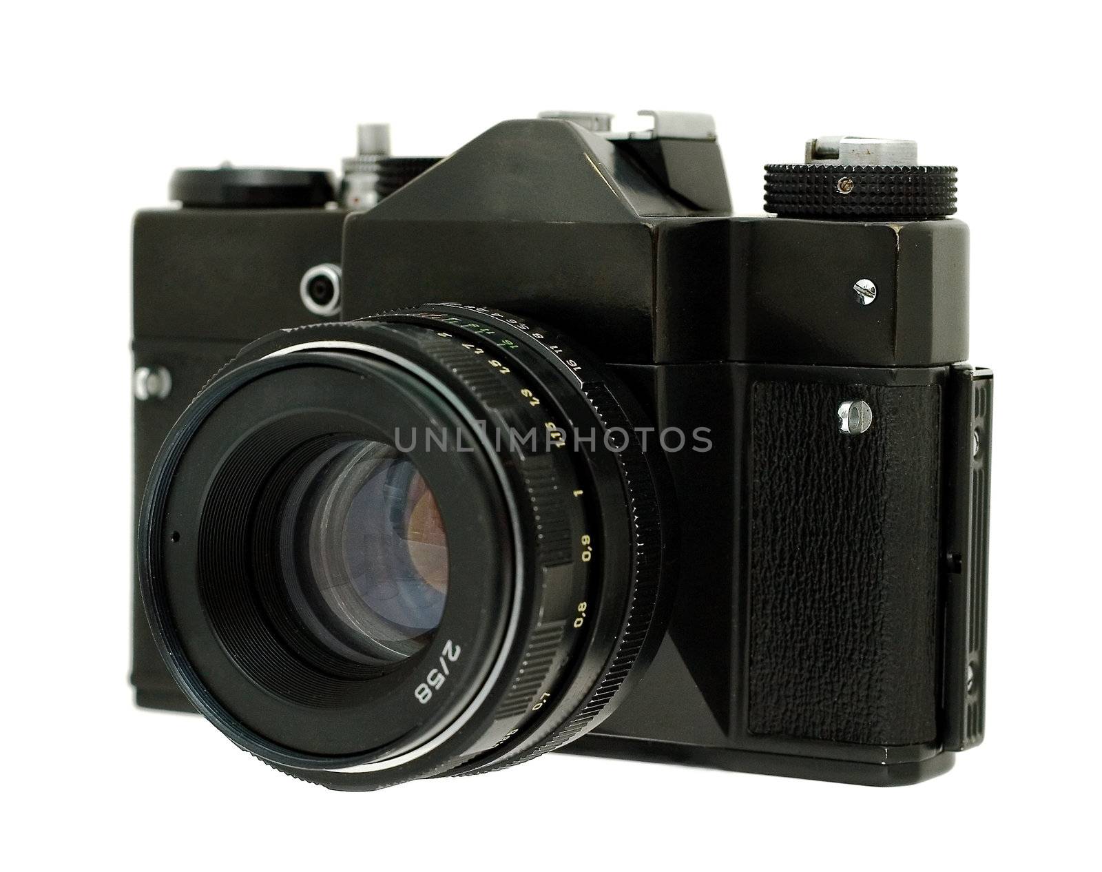 Old film camera isolate on a white background
