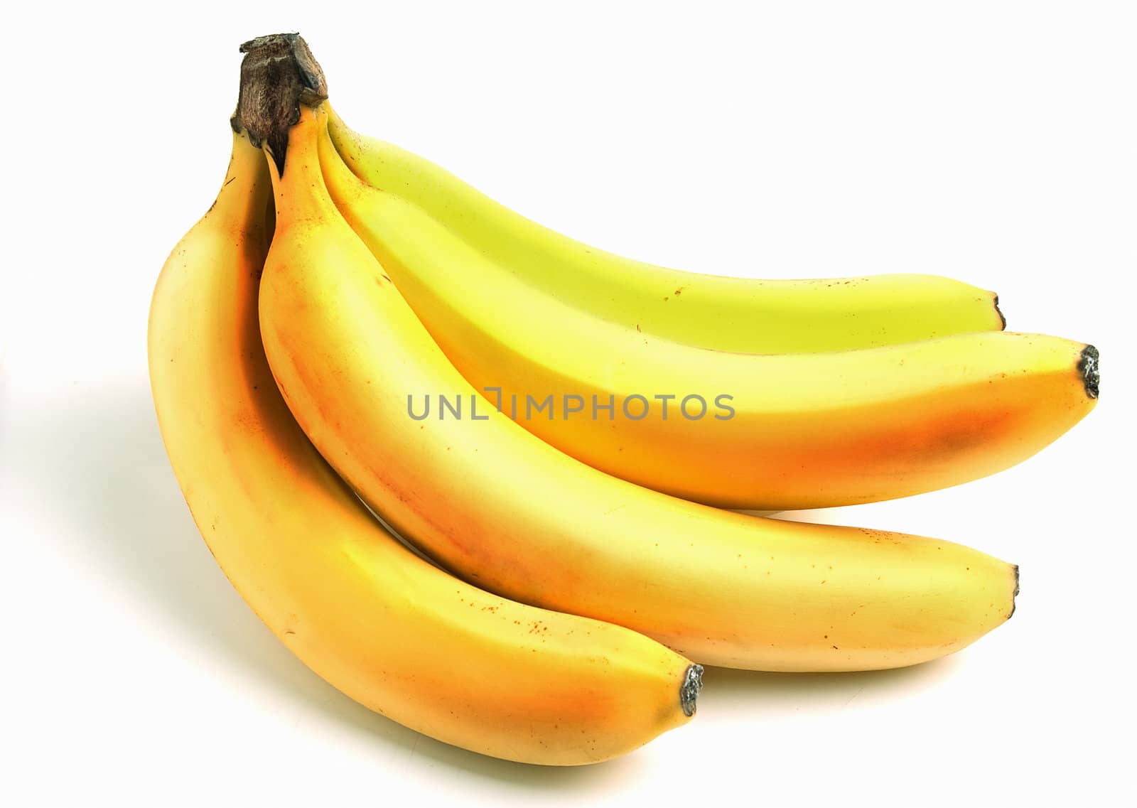 Yellow ripe bananas isolated on a white background