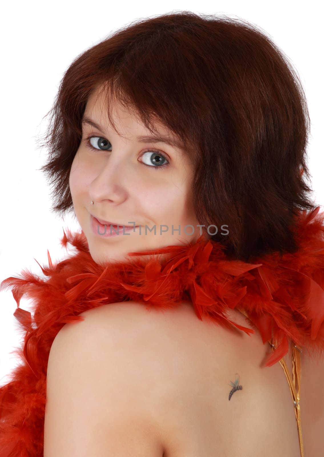 girl with feather boa by lanalanglois