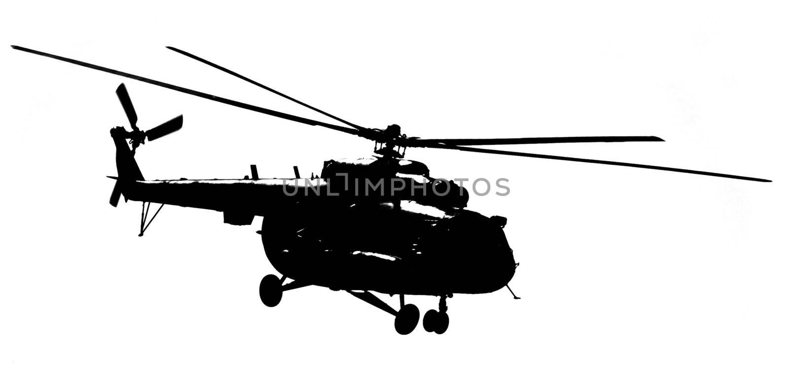 Silhouette helicopter on a light background