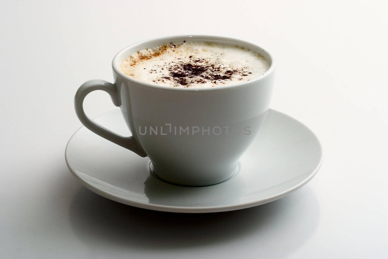 Cappuccino mug on a gray background