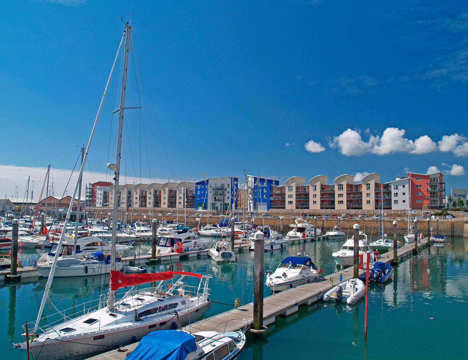 The yacht harbor of the Channel Island Jersey, UK