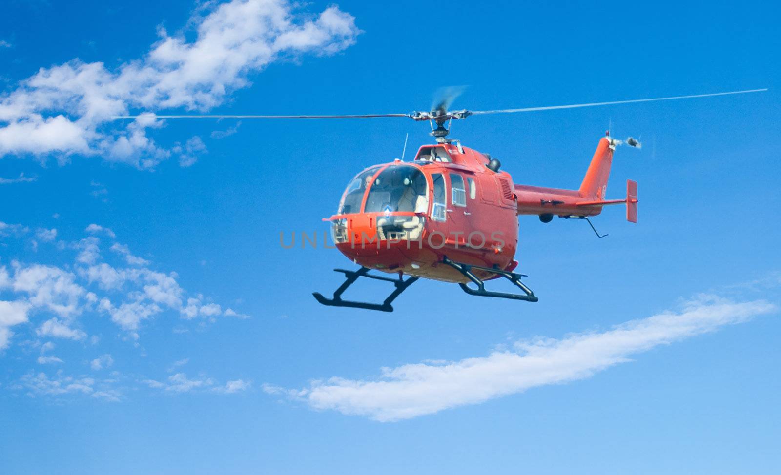 Helicopter flying in the sky