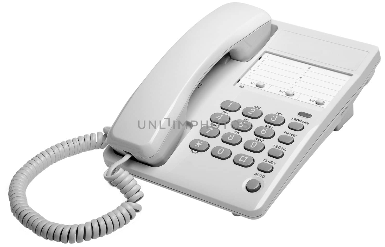 Office white phone isolated on a white background