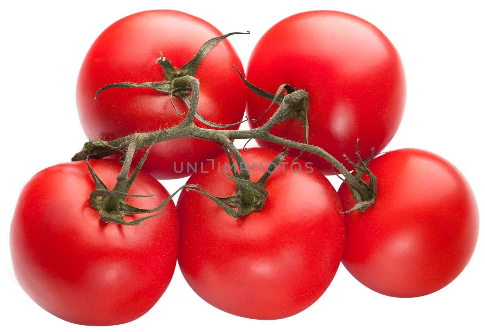 Bright red tomatoes isolated on white background