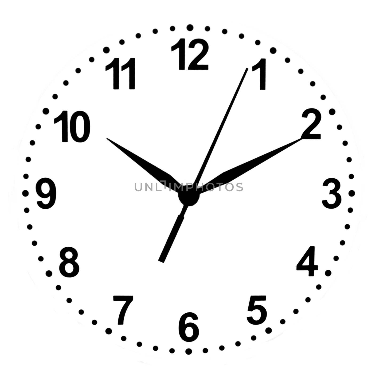 Dial clock isolated on a white background. Only the numbers and arrows