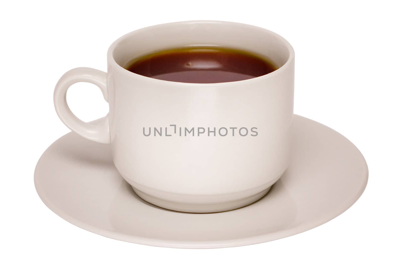 White cup of coffee isolated on white background