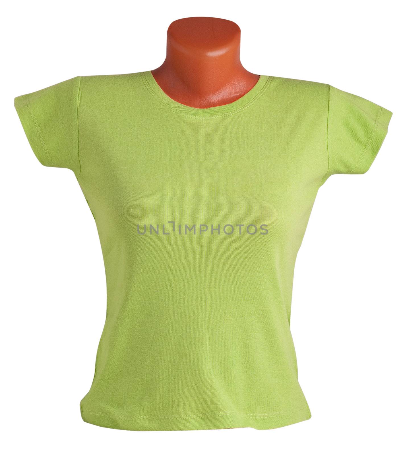 Women's T-shirt on a mannequin isolated on white background