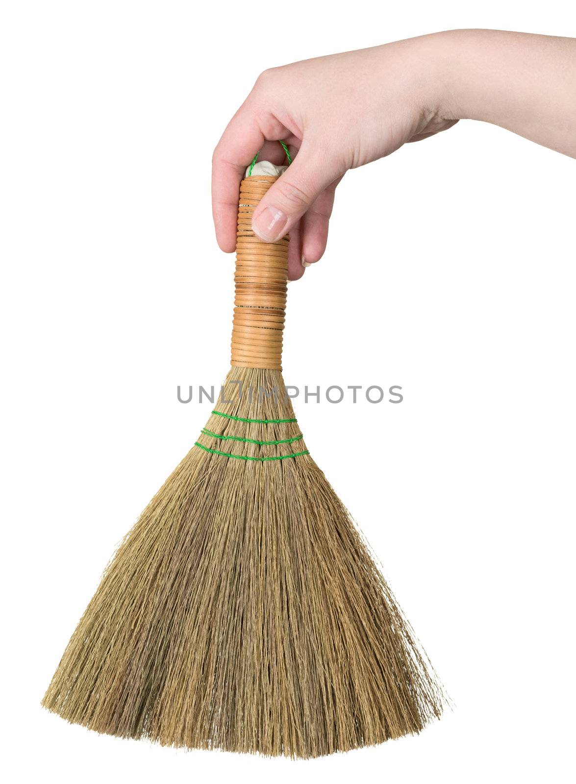 Whisk on hand on the white background