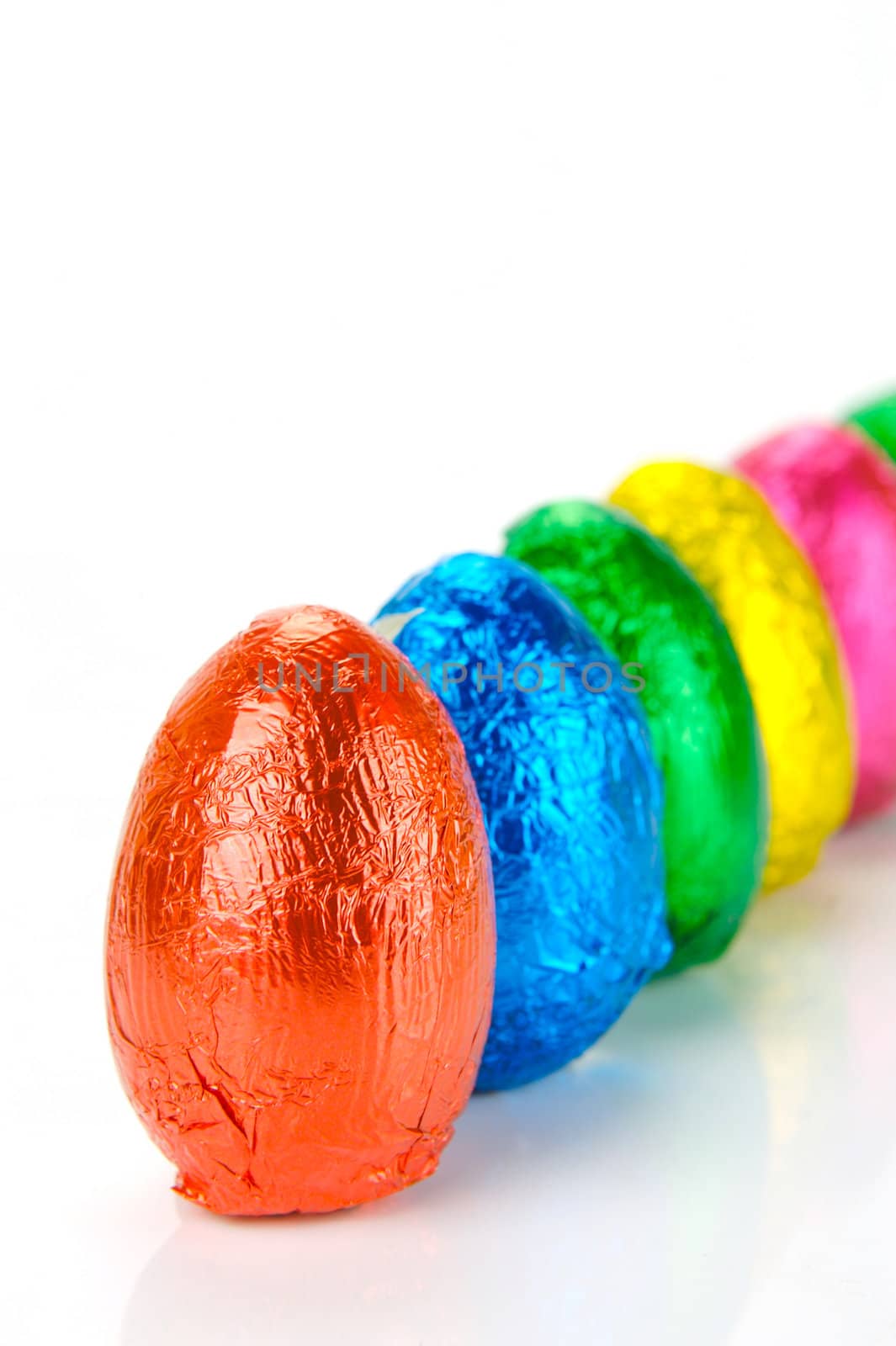 Chocolate easter eggs isolated against a white background