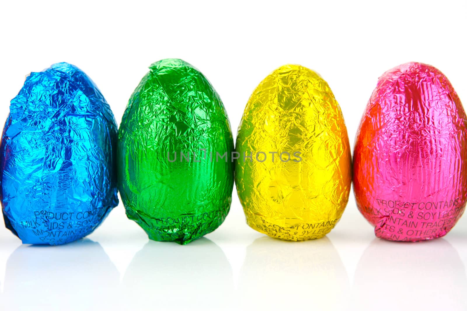 Chocolate easter eggs isolated against a white background