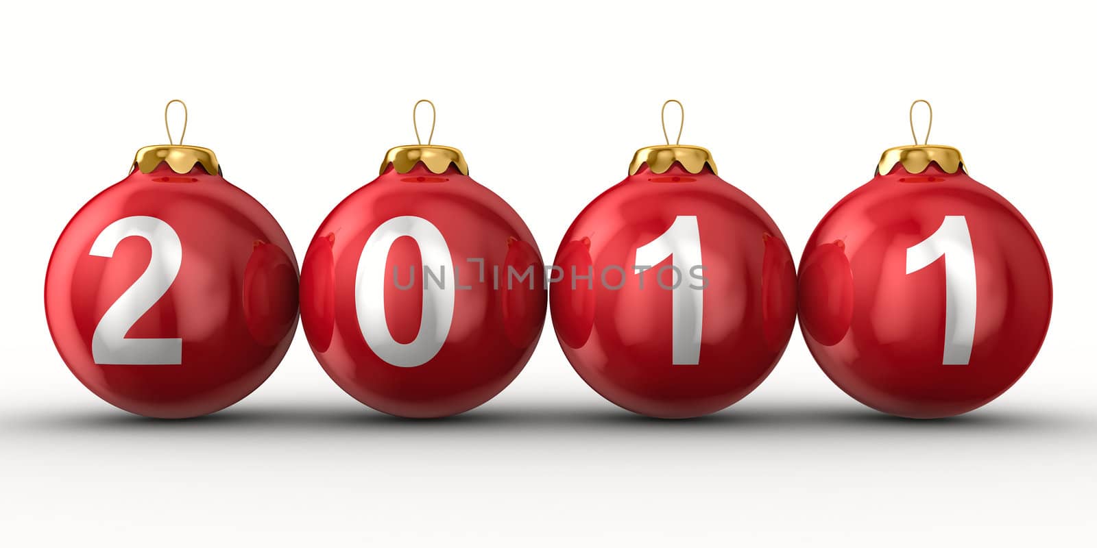 Christmas decoration on white background. 2011 year. Isolated 3D image