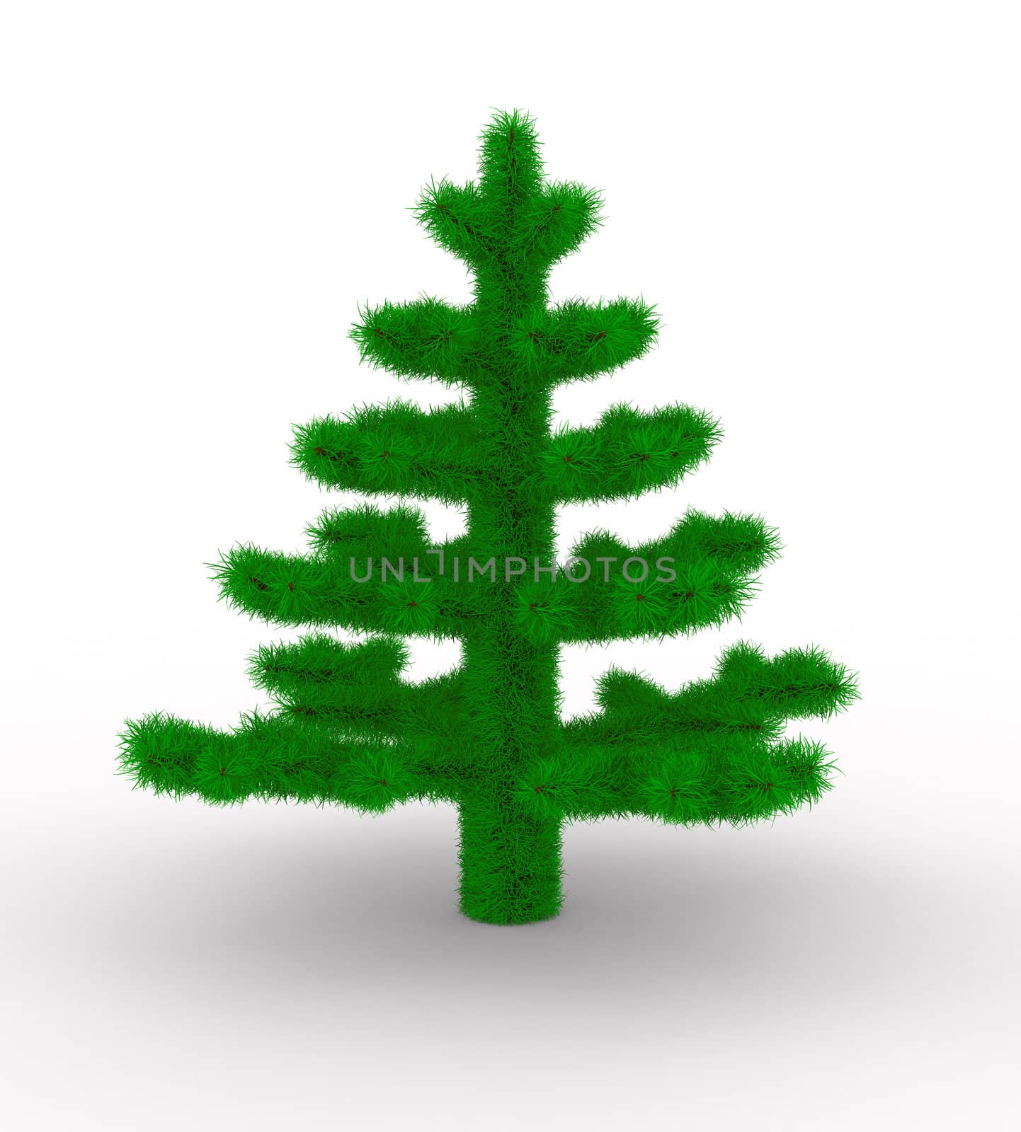 Christmas tree on white. Isolated 3d image