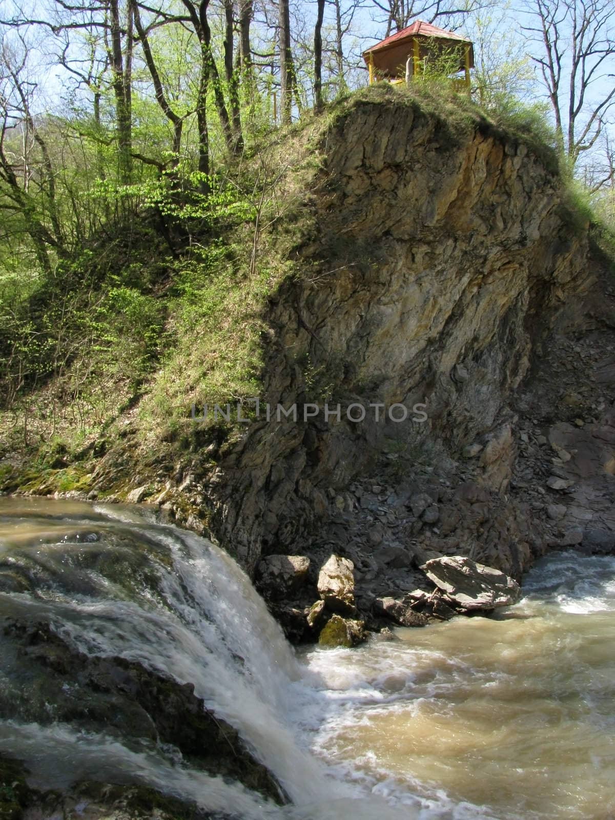 Falls; the river; a stream; water; a moisture; beauty; Caucasus; Russia; the Europe; a relief; a landscape; the nature
