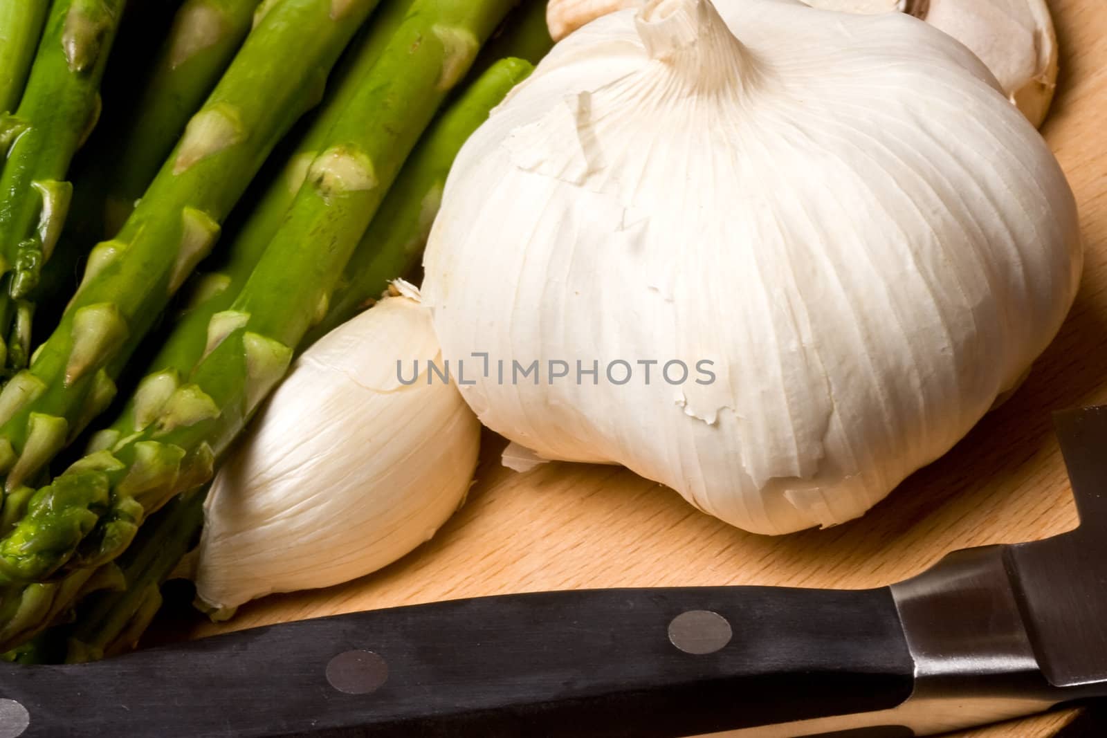 fresh asparagus  on a cutting board healthy