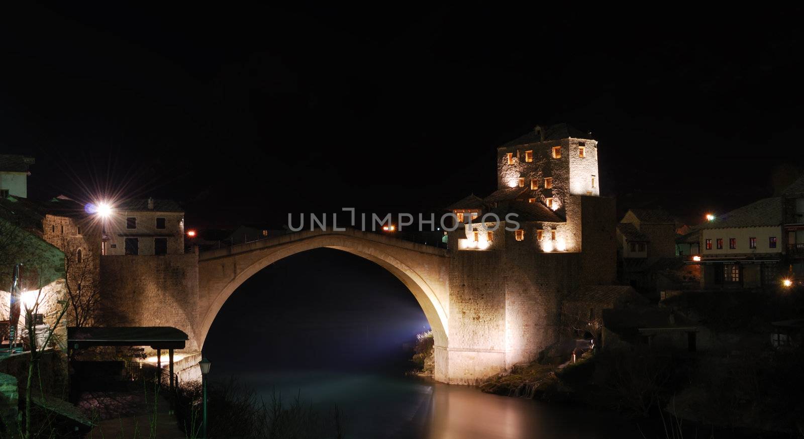 Old Bridge in Mostar at Night by goldenangel