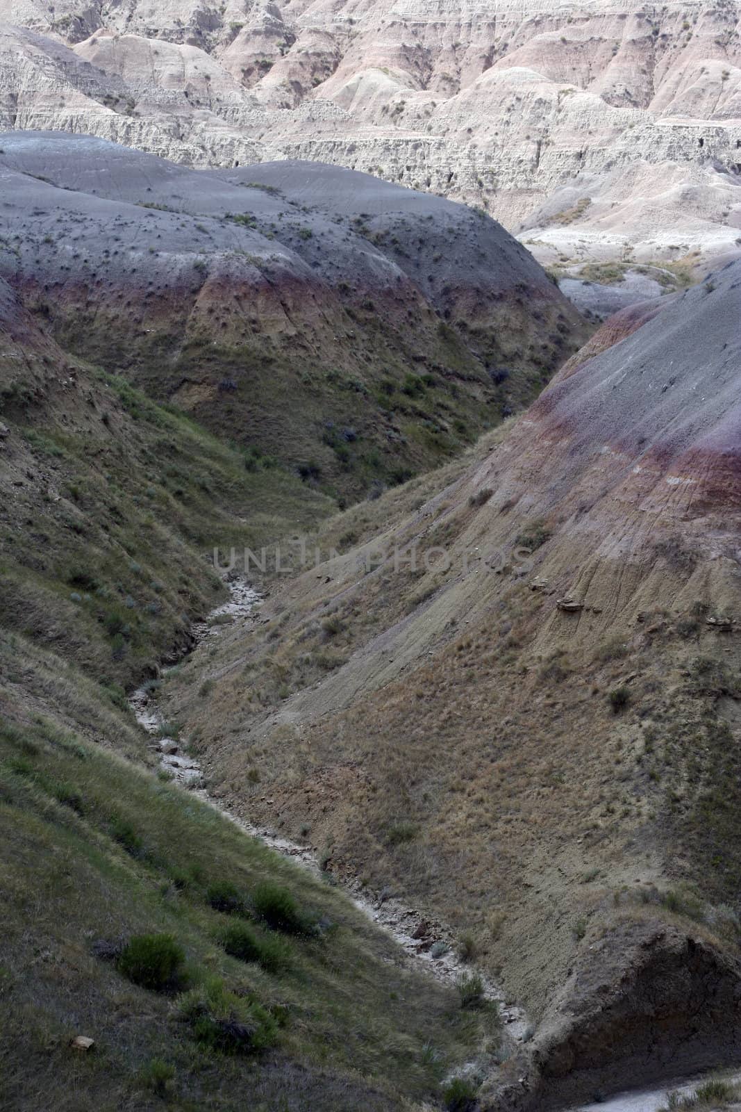 Colorful shot of some of the moutains at the South Dakota Badlands