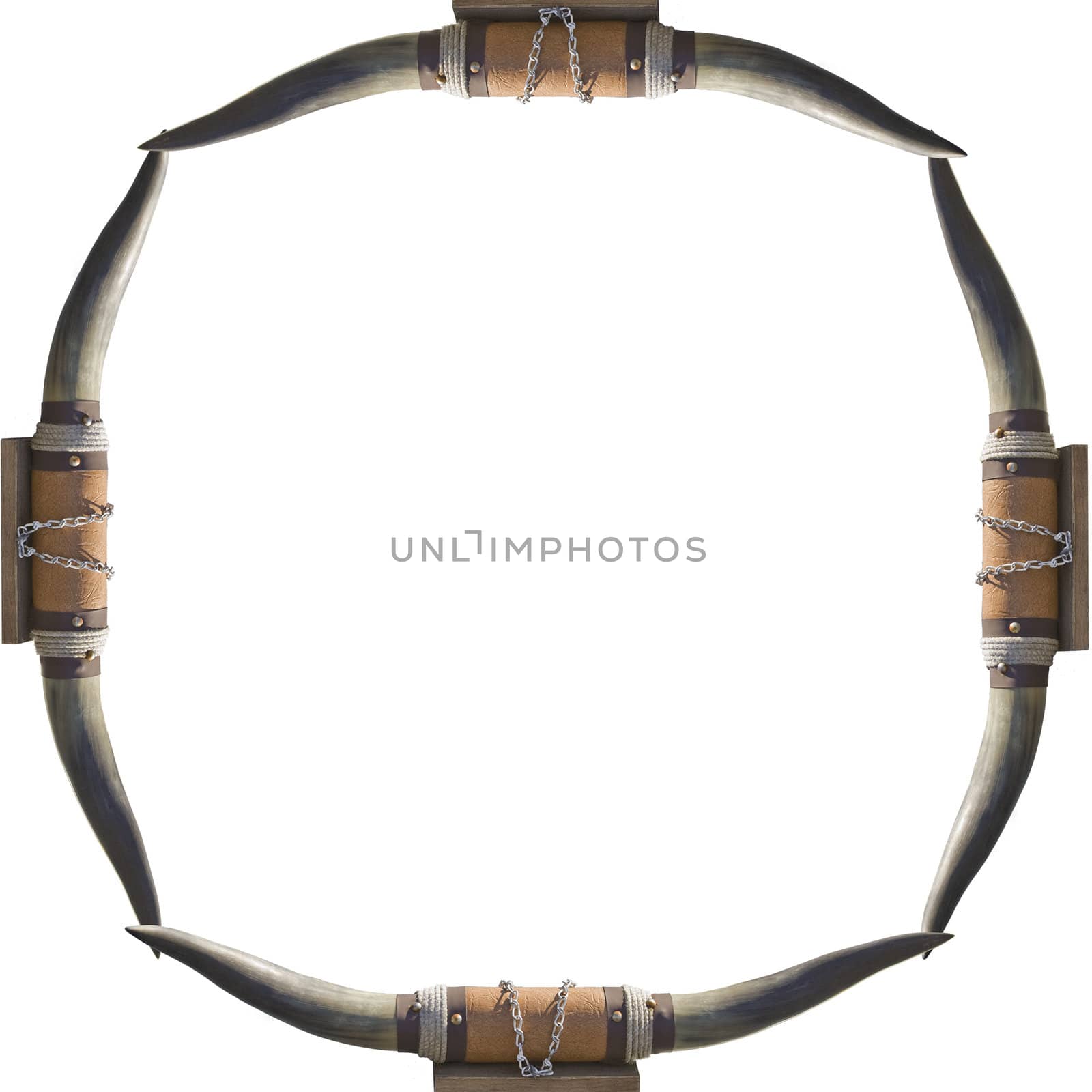 frame of bull cow horns on a white background frame your cowboy