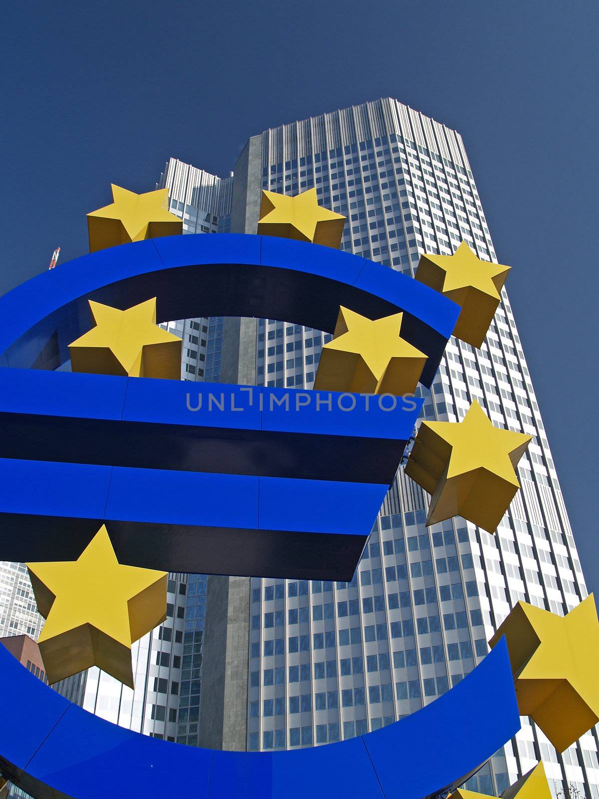 The Euro Sign Outside the Headquarters of the European Central Bank in Frankfkurt
