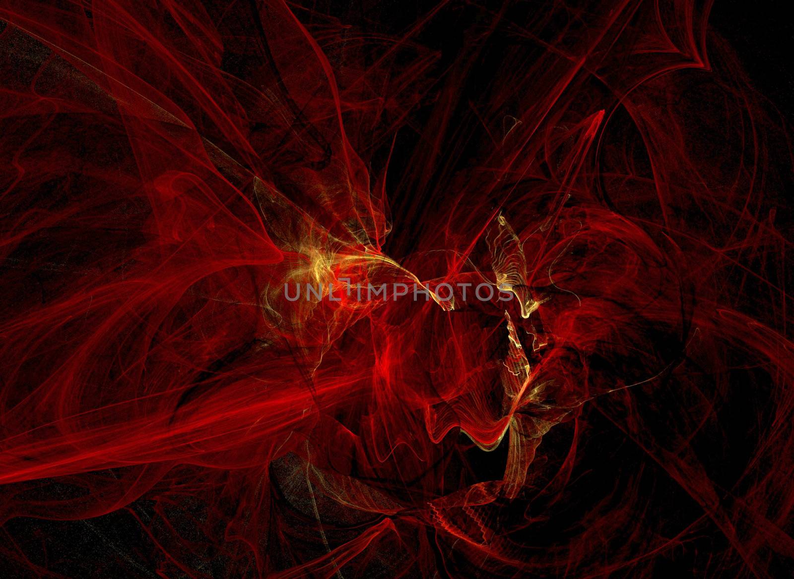 Red hell flames in a dark background