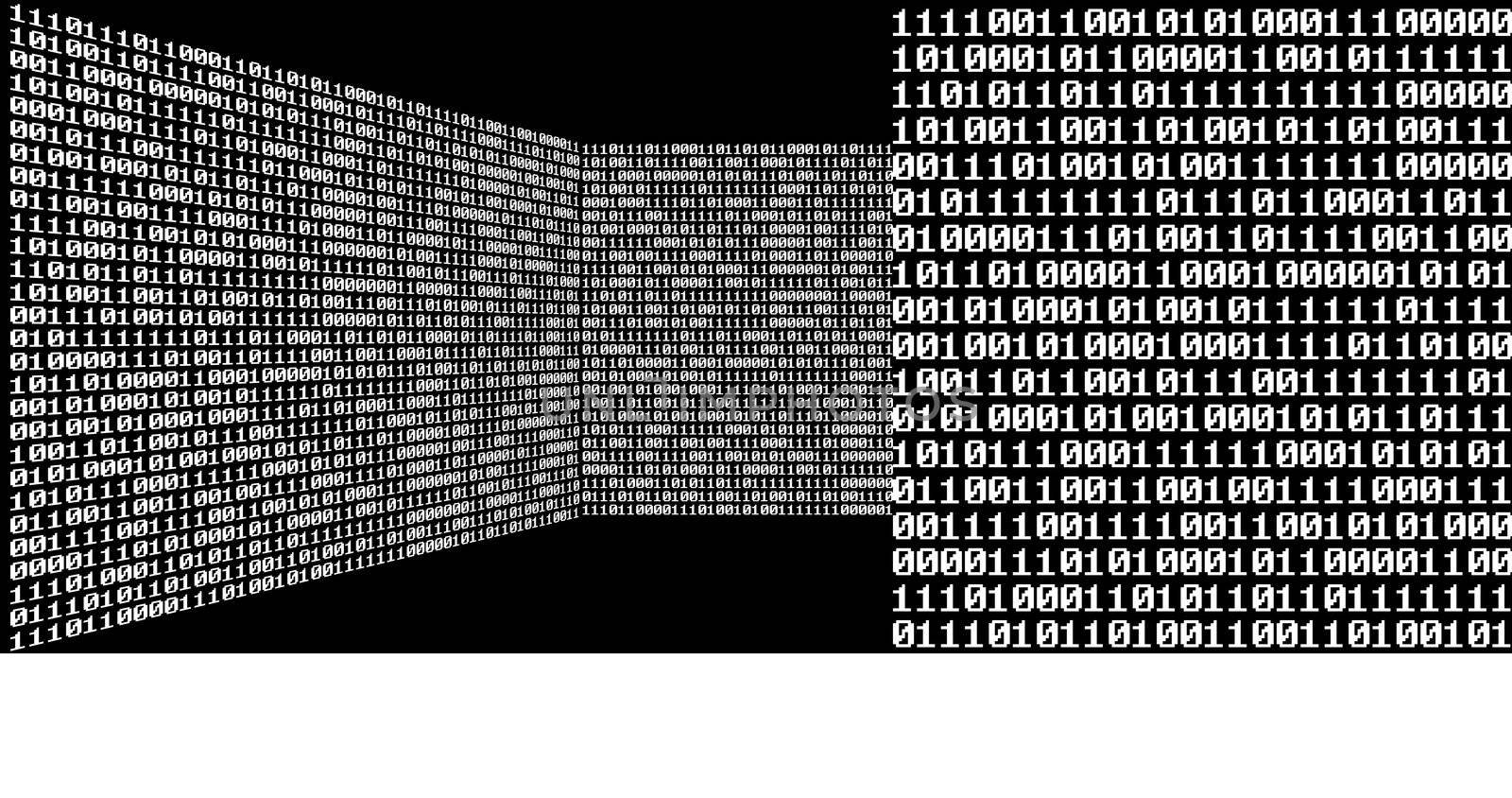 Digital room with binary numbers 0 and 1