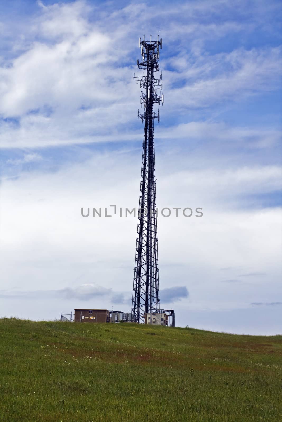 Coax Cabels climbing Lattice Tower