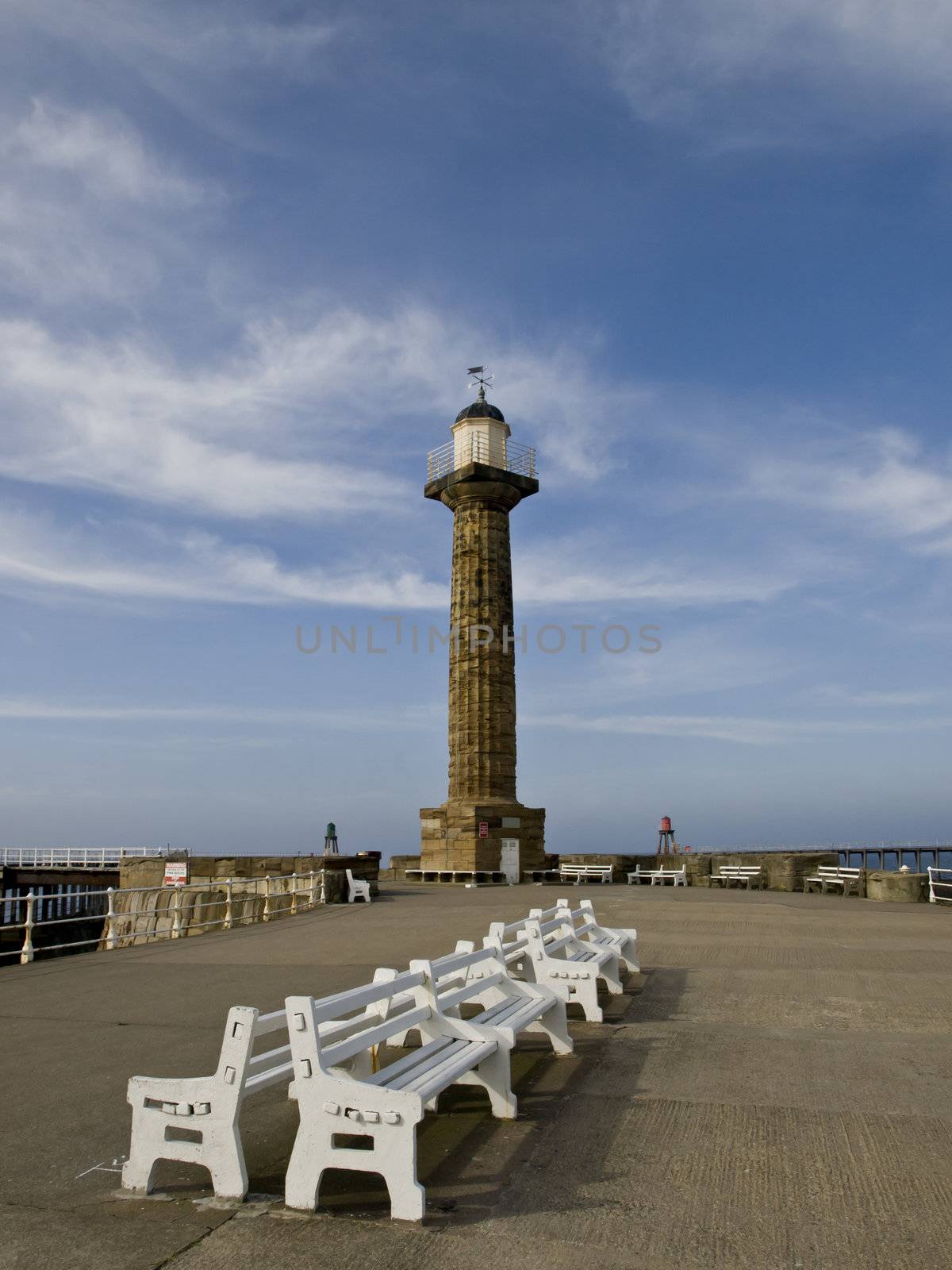 Early evening at Whitby pier and everyone has gone home for tea