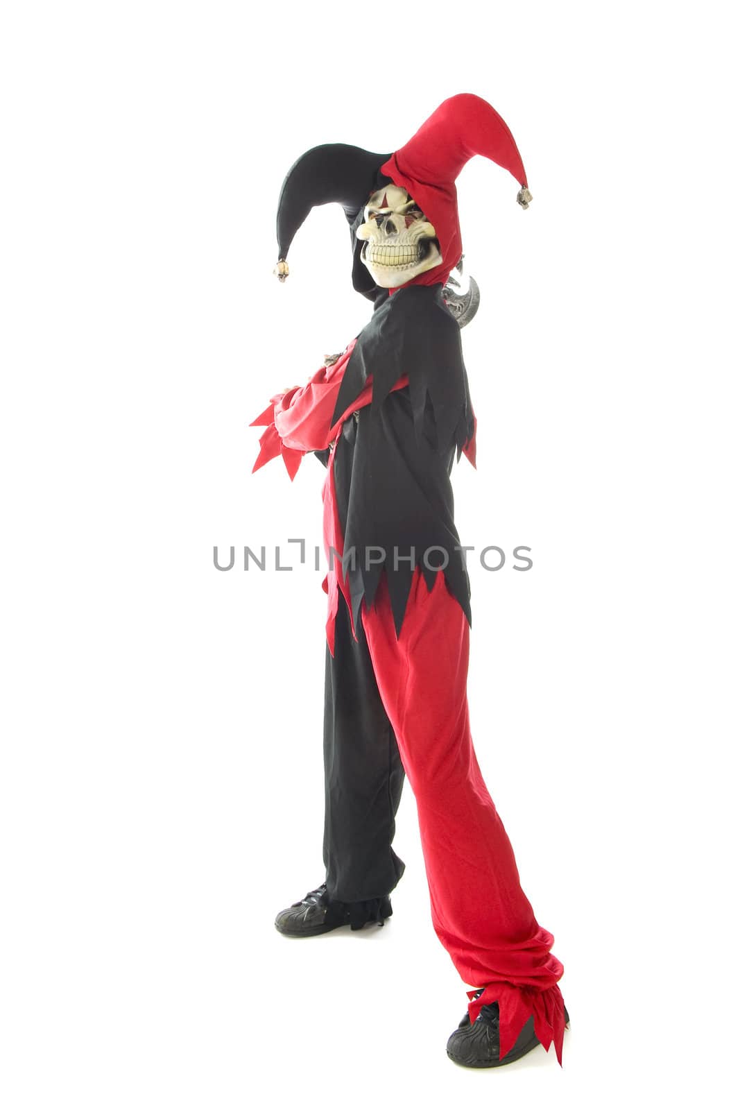 evil jester on a white background