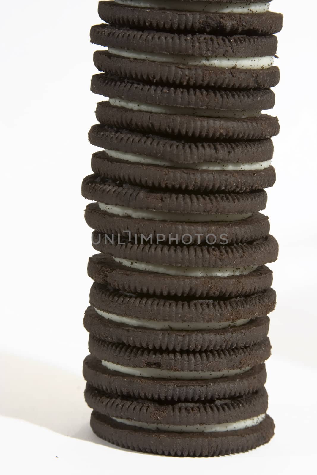 stack of sandwich cookie on white background with slight shadow