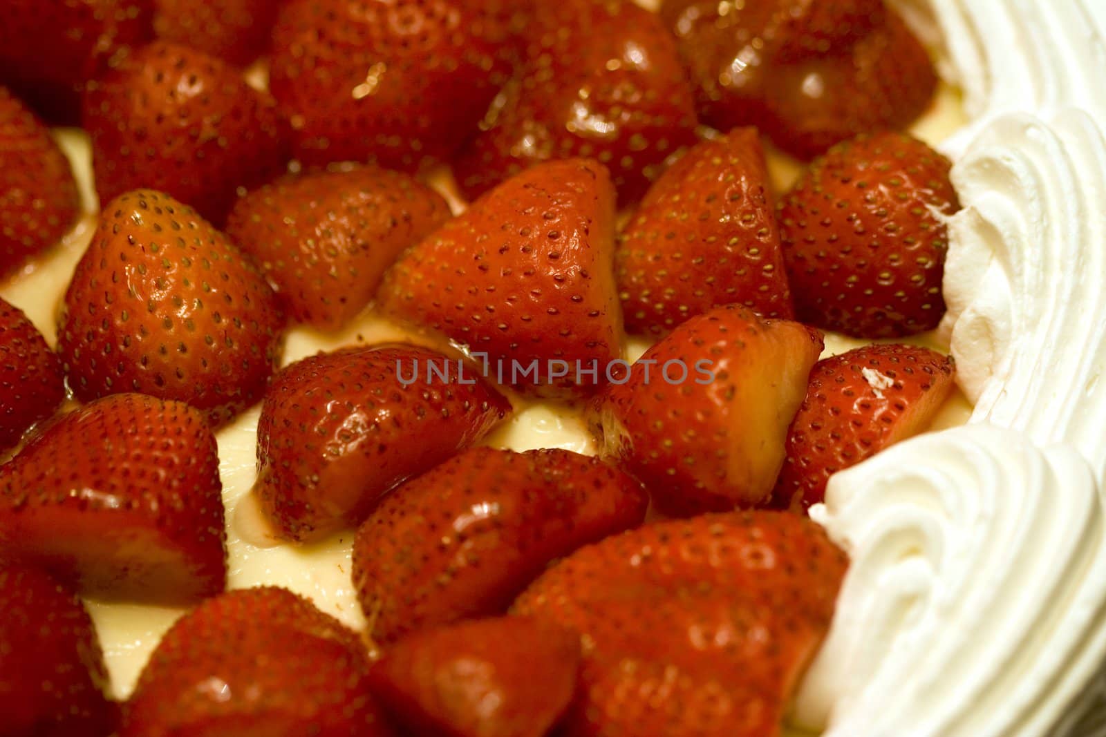 summer sweet strawberry cheese cake close up red ripe and looks ready to eat